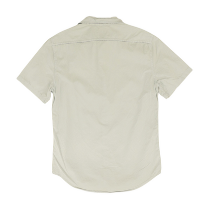 Blue Solid Short Sleeve Button Down