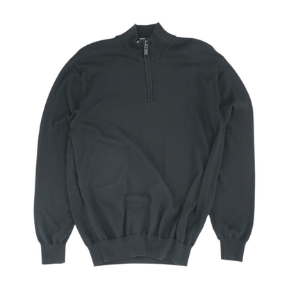 Black Solid 1/4 Zip Sweater