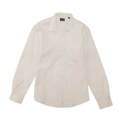 White Solid Long Sleeve Button Down