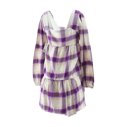 Purple Plaid Midi Dress