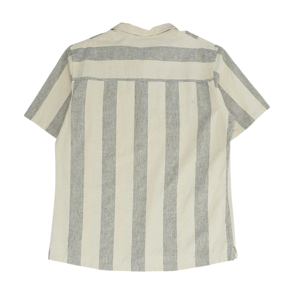 Beige Striped Short Sleeve Polo