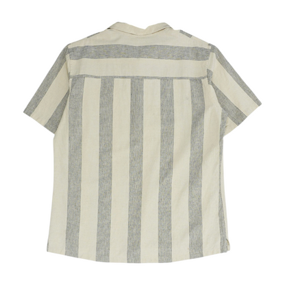 Beige Striped Short Sleeve Polo