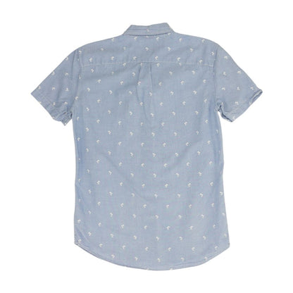Blue Tropical Short Sleeve Button Down