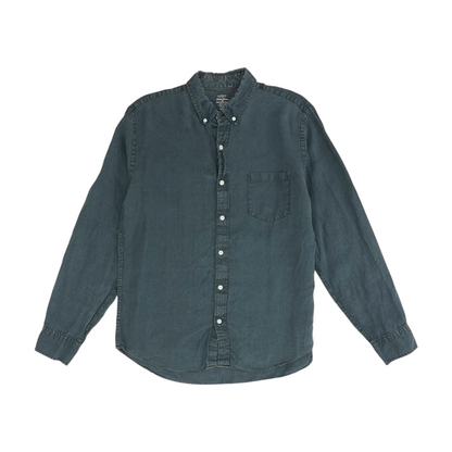 Gray Solid Long Sleeve Button Down