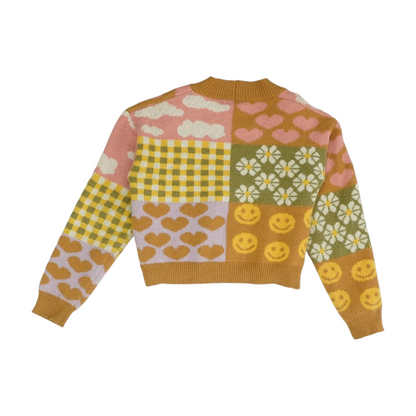 Brown Abstract Cardigan Sweater