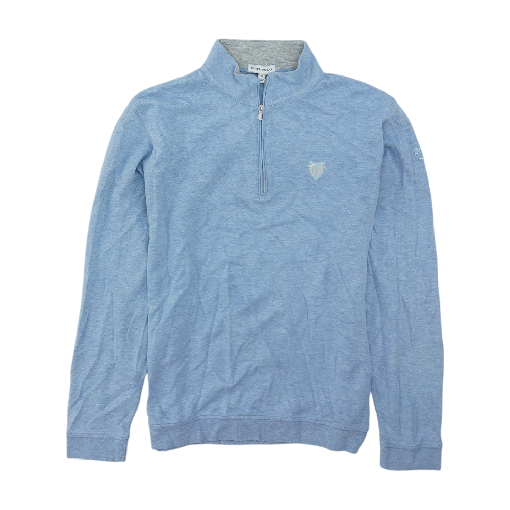 Blue Solid 1/4 Zip Pullover