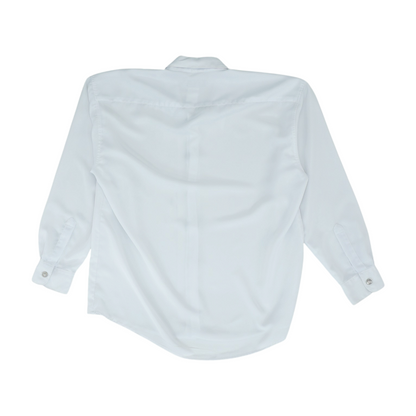 White Solid Long Sleeve Button Down