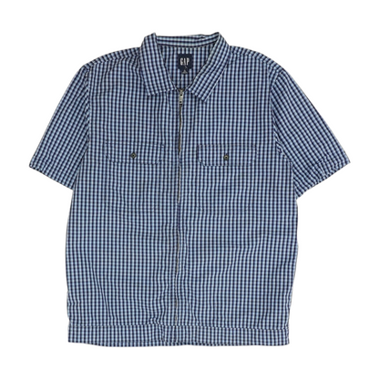 Blue Tall Plaid Short Sleeve Button Down