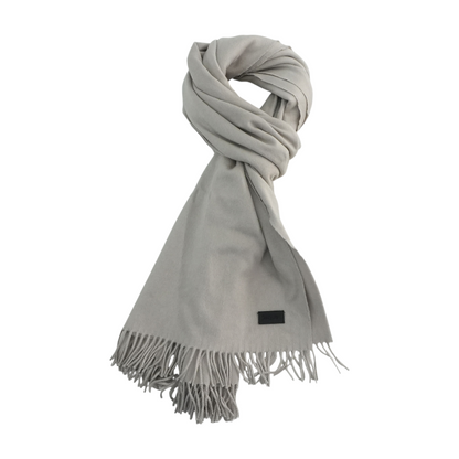 Gray 100% Cashmere Oversized Fringe Scarf