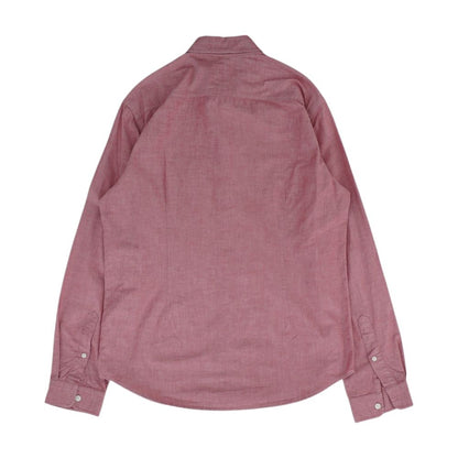 Red Solid Long Sleeve Button Down