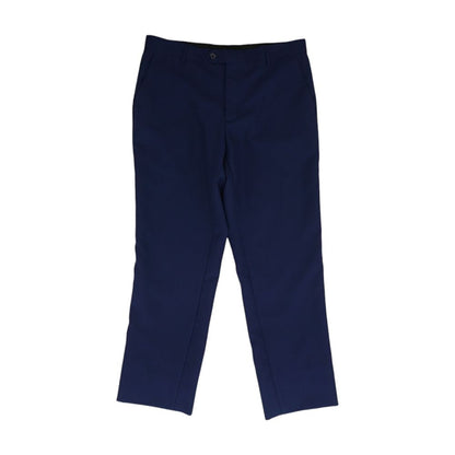 Blue Solid Dress Pants