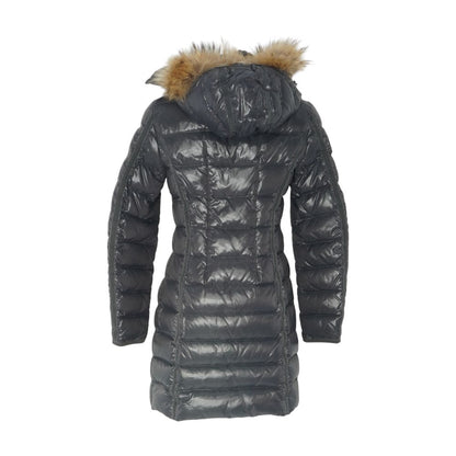 Gray Hermifur Removable Fur Hood Fitted Puffer Ski Jacket