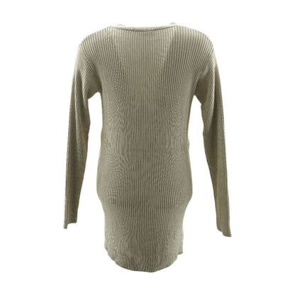 Tan V-Neck Maternity Sweater