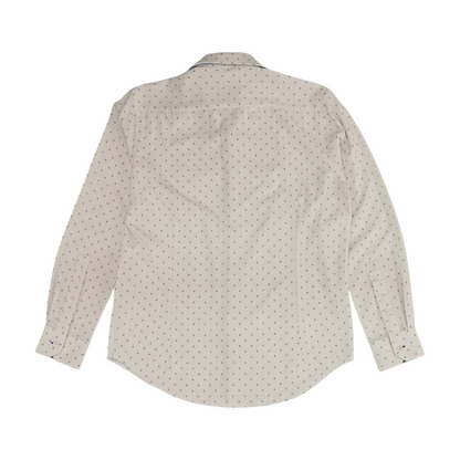 White Print Long Sleeve Button Down
