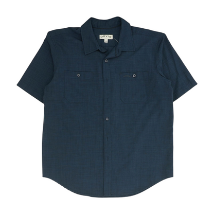 Navy Solid Short Sleeve Button Down