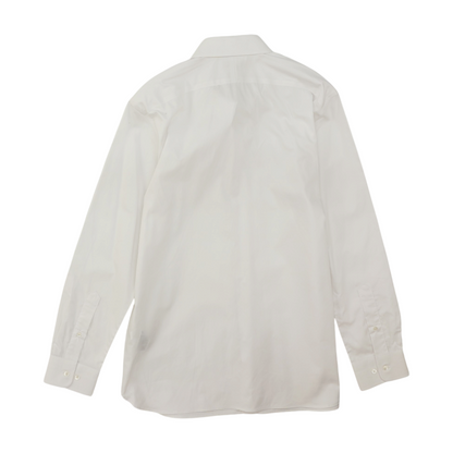 White Solid Long Sleeve Button Down