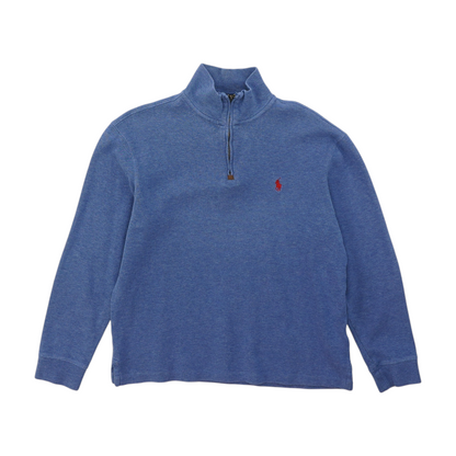 Blue Solid 1/4 Zip Pullover