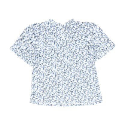 Blue Graphic Cowl Neck Blouse