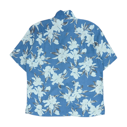 Blue Floral Short Sleeve Button Down