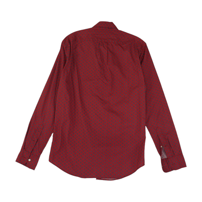Red Geometric Long Sleeve Button Down