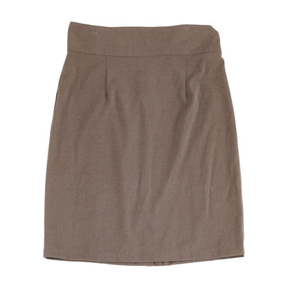 Brown Solid Midi Skirt