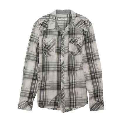 Gray Plaid Long Sleeve Button Down