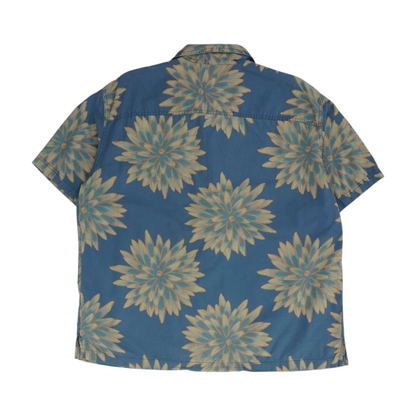 Blue Floral Short Sleeve Button Down