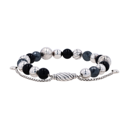 Sterling Silver Hematite Beaded Bracelet