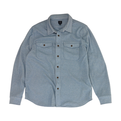 Blue Solid Flannel Button Down