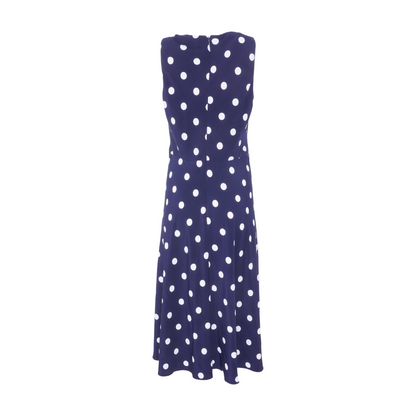 Navy Polka Dot Midi Dress