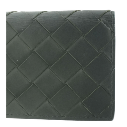 Black Intrecciato Weave Leather Wallet