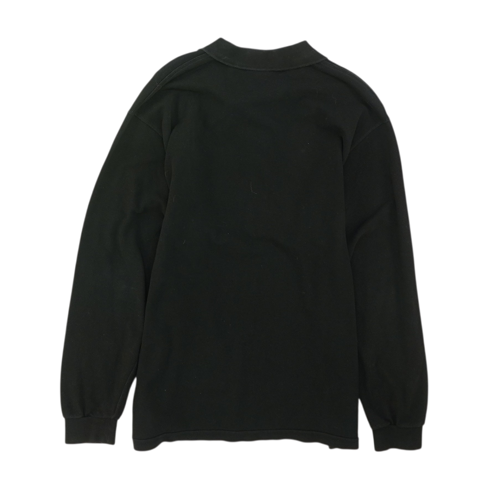 Black Solid Long Sleeve Polo