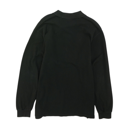 Black Solid Long Sleeve Polo