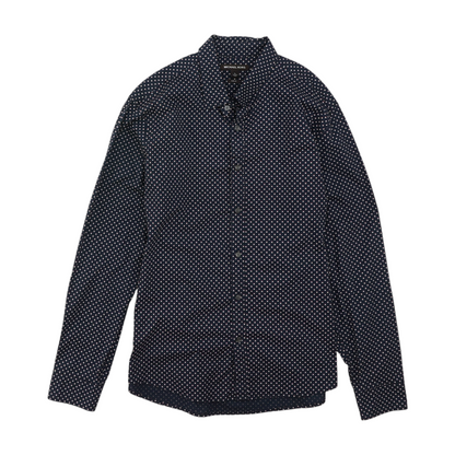 Navy Geometric Long Sleeve Button Down