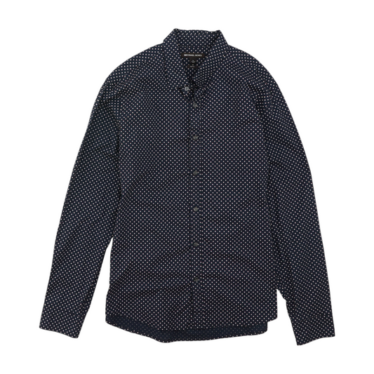 Navy Geometric Long Sleeve Button Down