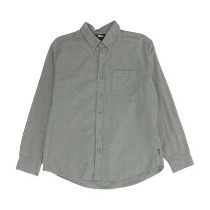 Gray Solid Flannel Button Down