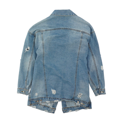 Blue Solid Denim Jacket