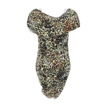 Beige Animal Print Mini Dress