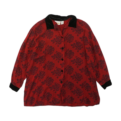 Vintage Red Floral Button Down