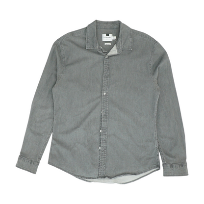 Gray Solid Long Sleeve Button Down