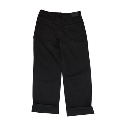 Black Solid High Rise Wide Leg Jeans