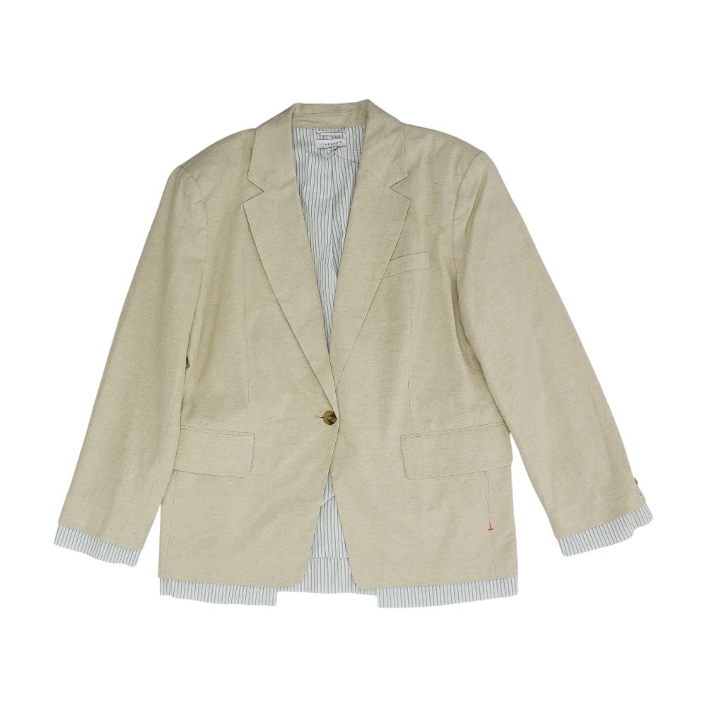Beige Solid Blazer