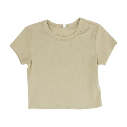 Beige Cropped Knit Top