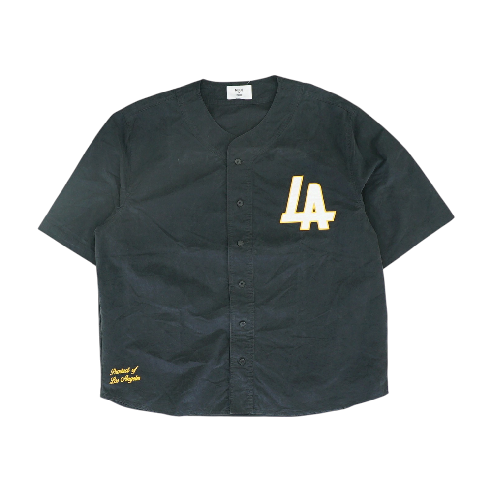 Black Solid Short Sleeve Button Down