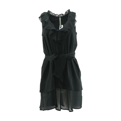 Black Solid Midi Dress