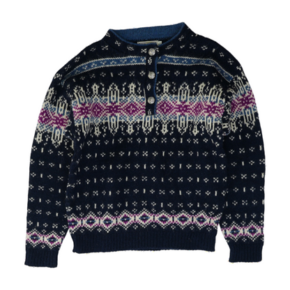 Navy Print Pullover Sweater