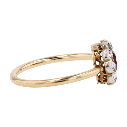 10K Two-Tone Gold Red Stone Fashion Ring