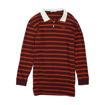 Maroon Striped Long Sleeve Polo