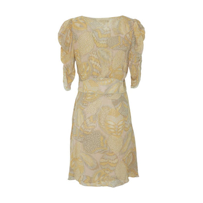 Vintage Beige Graphic Midi Dress