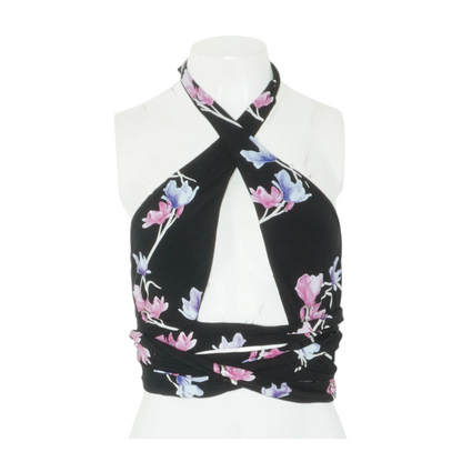 Black Floral Cropped Blouse